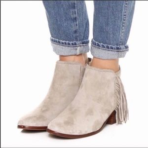 Sam Edelman Cream Ankle Booties with Fringe